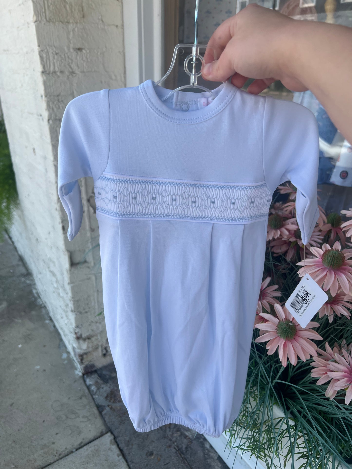 Tim Blue Hand Smocked Pima Gown