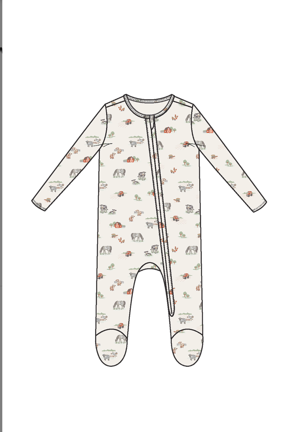 Little Farm 2 Way Zipper Footie