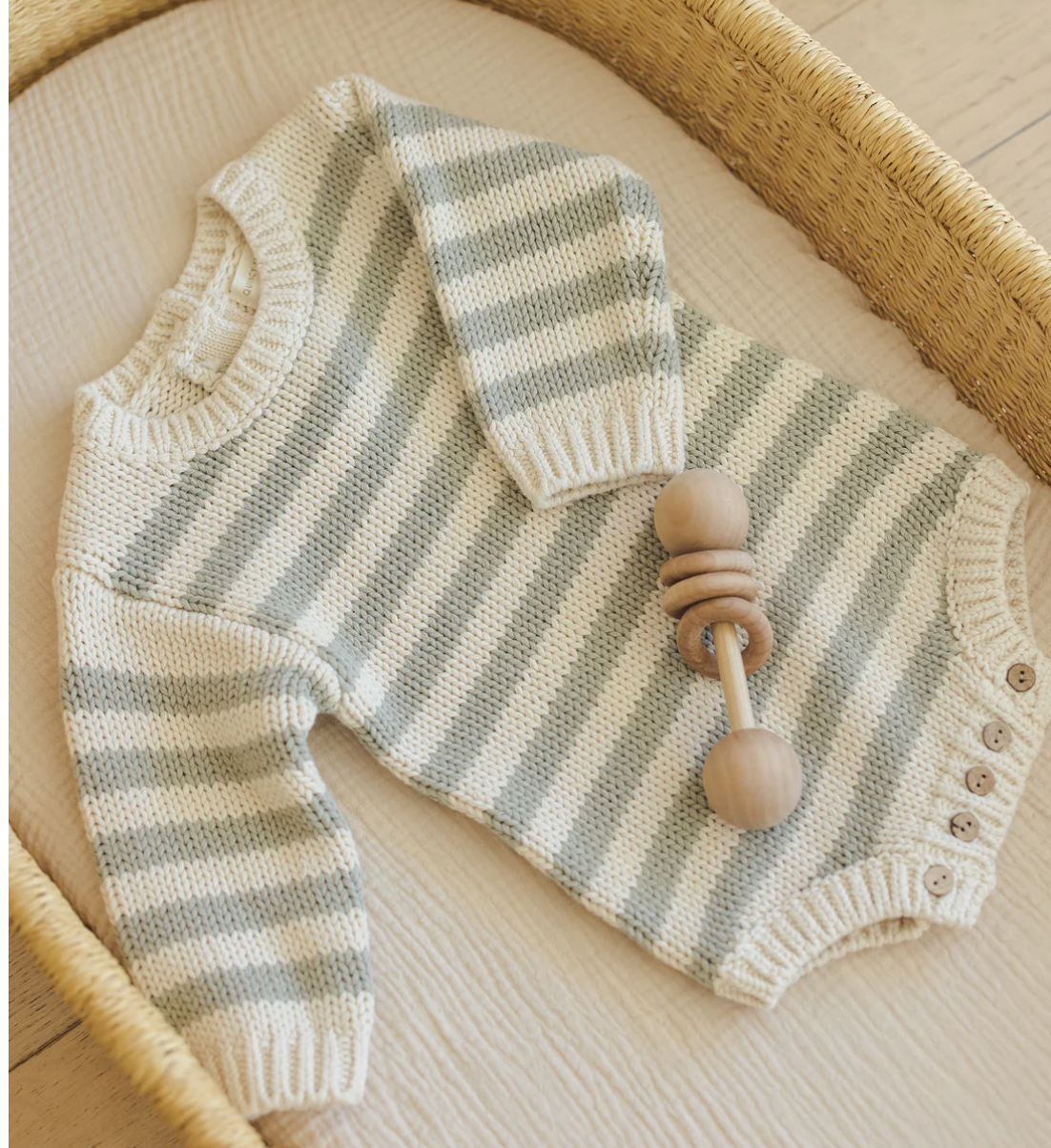 Rex Romper in Fern Stripe by Quincy Mae
