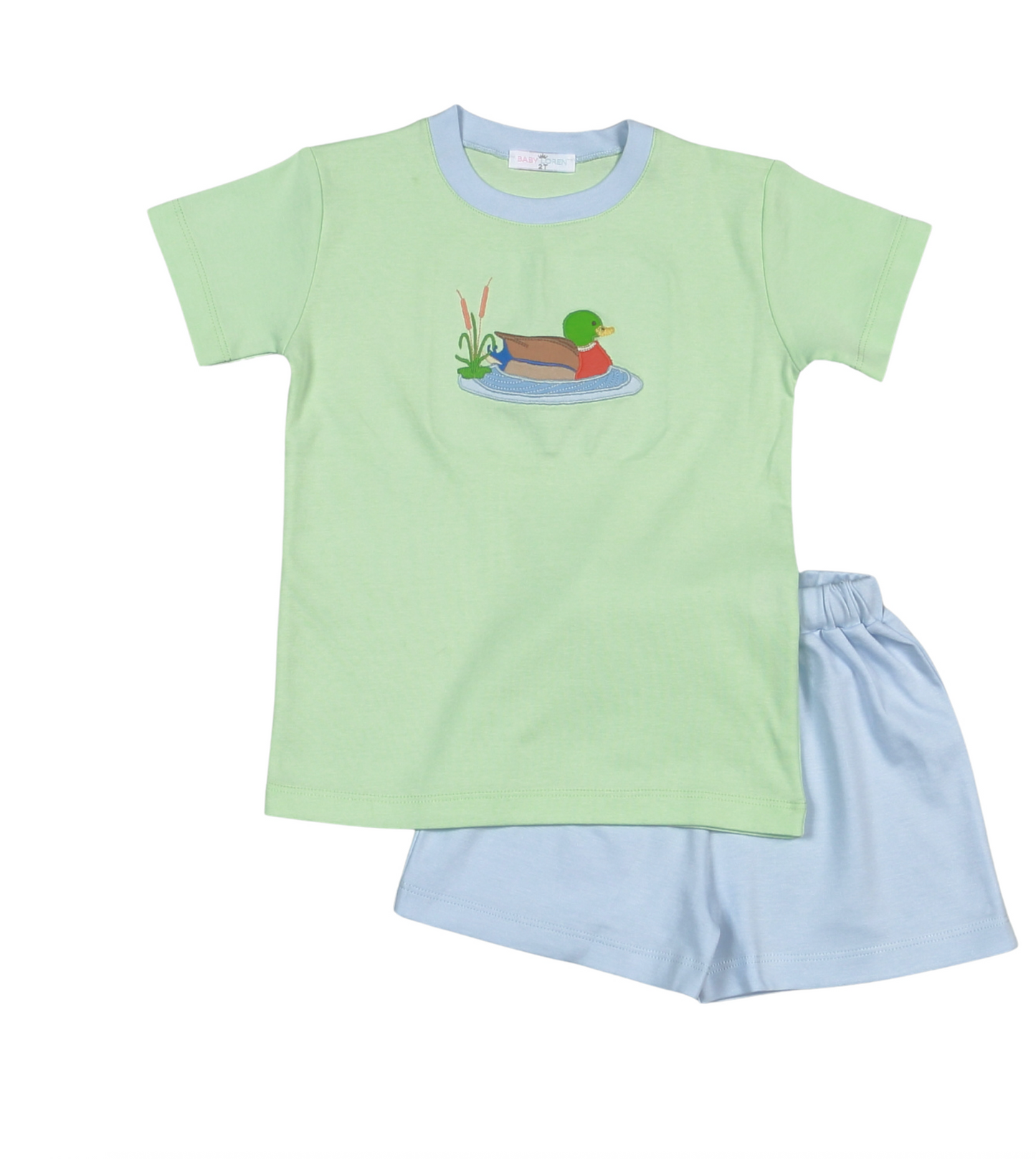 Green Mallard Duck Pima Applique Short Set