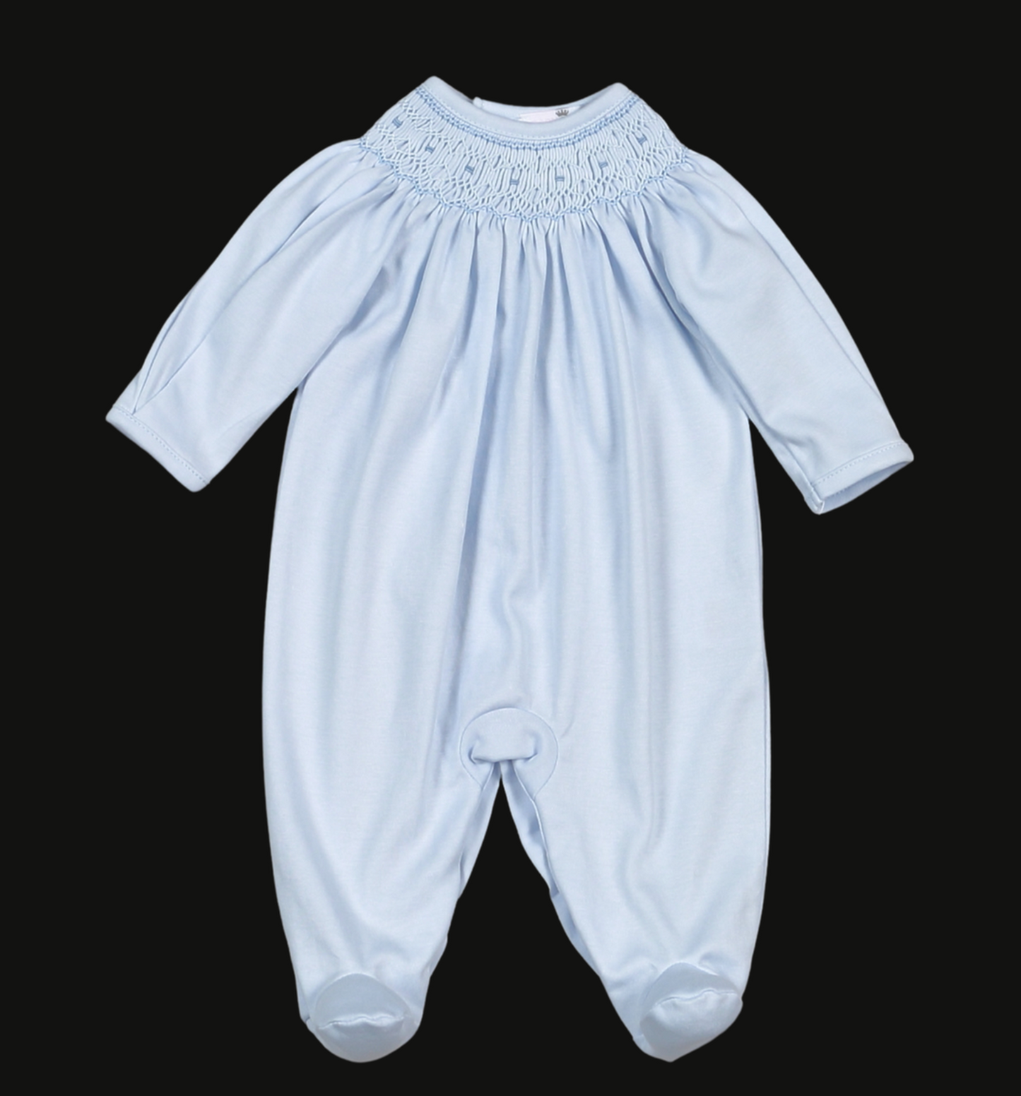 Tims Blue Striped Smocked Bishop Pima Footie