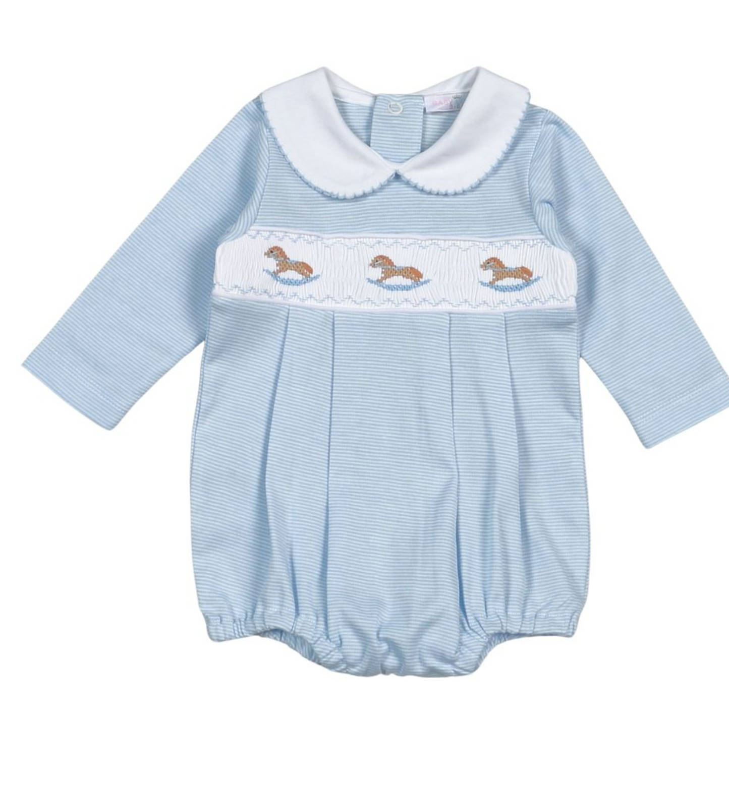 Blue Smocked Rocking Horse Pima Bubble
