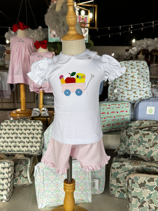Pink Ruffle Shorts With White Poka Dots