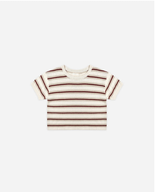 Boxy Crop Knit Tee + Wide Leg Pant in Autumn Stripe