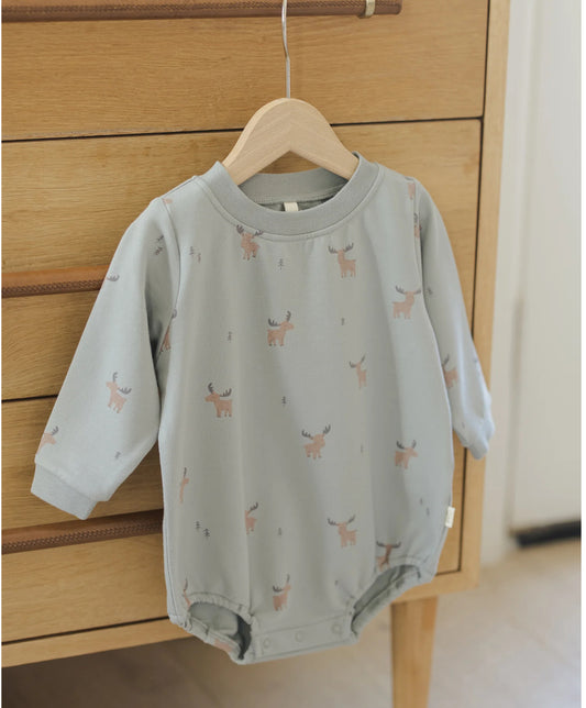 Crewneck Bubble Romper in Moose