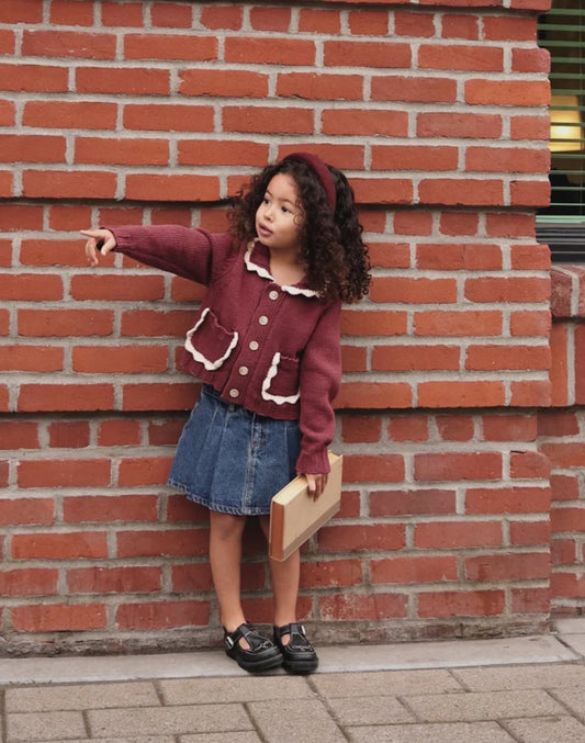Collared Cardigan in Burgundy