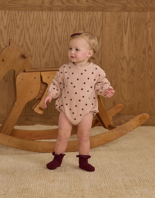 Spongy Knit Romper in Polka Dots