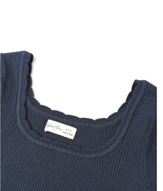 Scallop Tee in Navy
