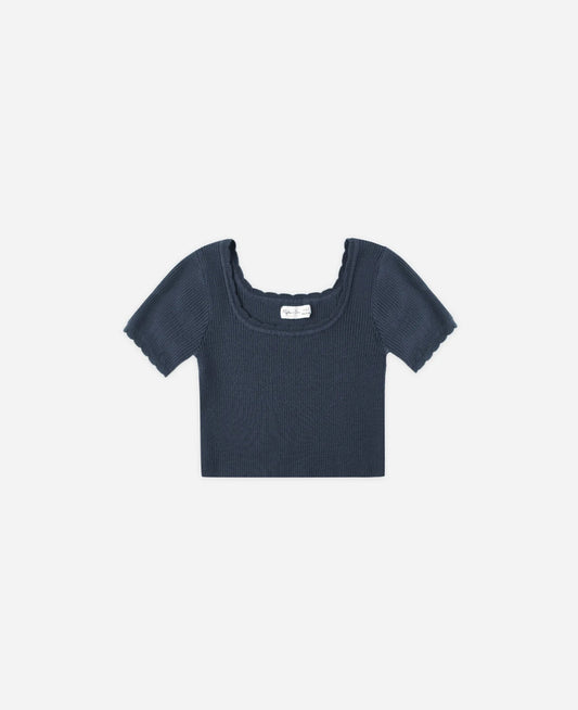 Scallop Tee in Navy