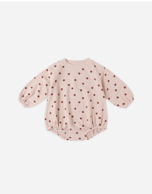 Spongy Knit Romper in Polka Dots