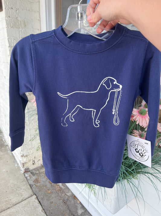 Navy Dog With Leash Sweatshirt
