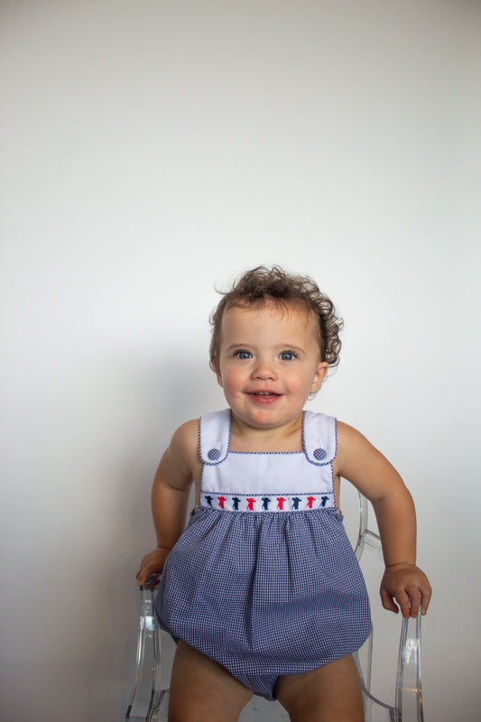Navy Blue Gingham Colonial Ribbon