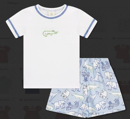 Preston Short Set- Legacy White Zoo Print