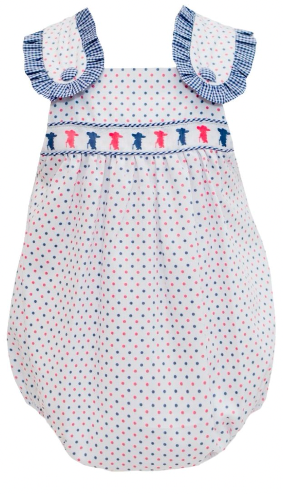 Blue Bitty Dot Colonial Ribbon Bubble