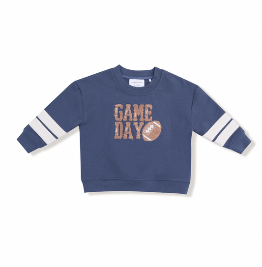 Cozy Drop Sleeve Sweatshirt With Varsity Stripes