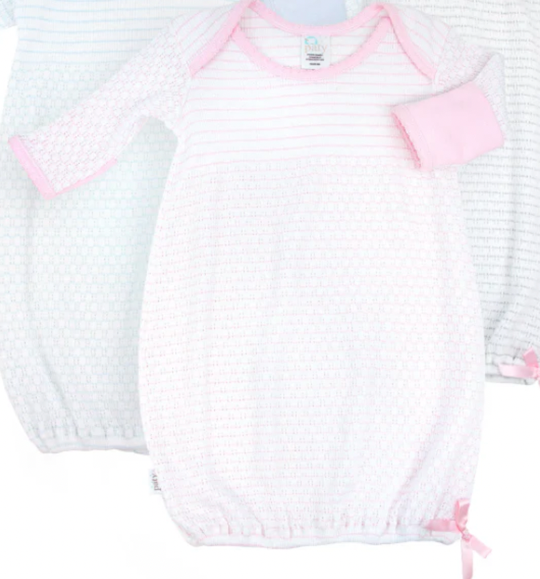 Paty Overlap Gown in Pink Pinstripe