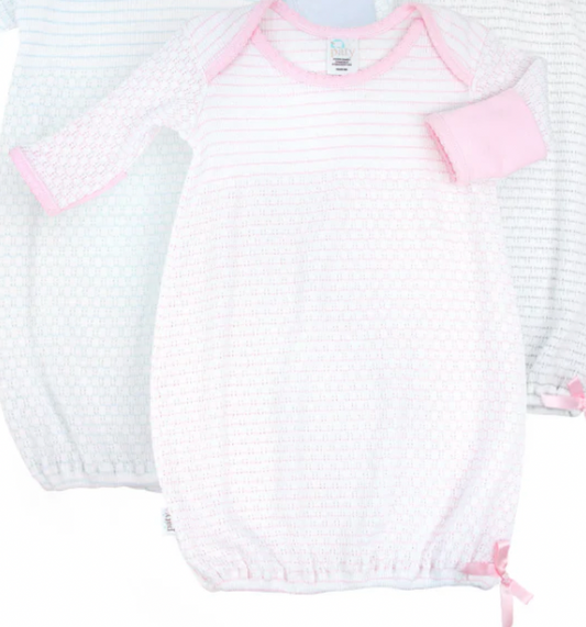 Paty Overlap Gown in Pink Pinstripe