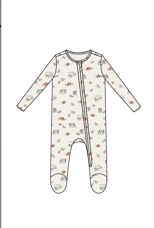 Little Farm 2 Way Zipper Footie