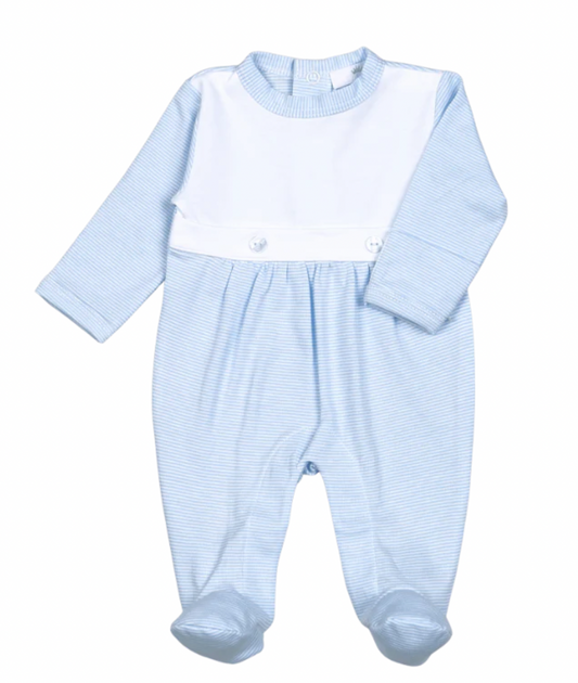 Blue Stripes Pima Bib Footie
