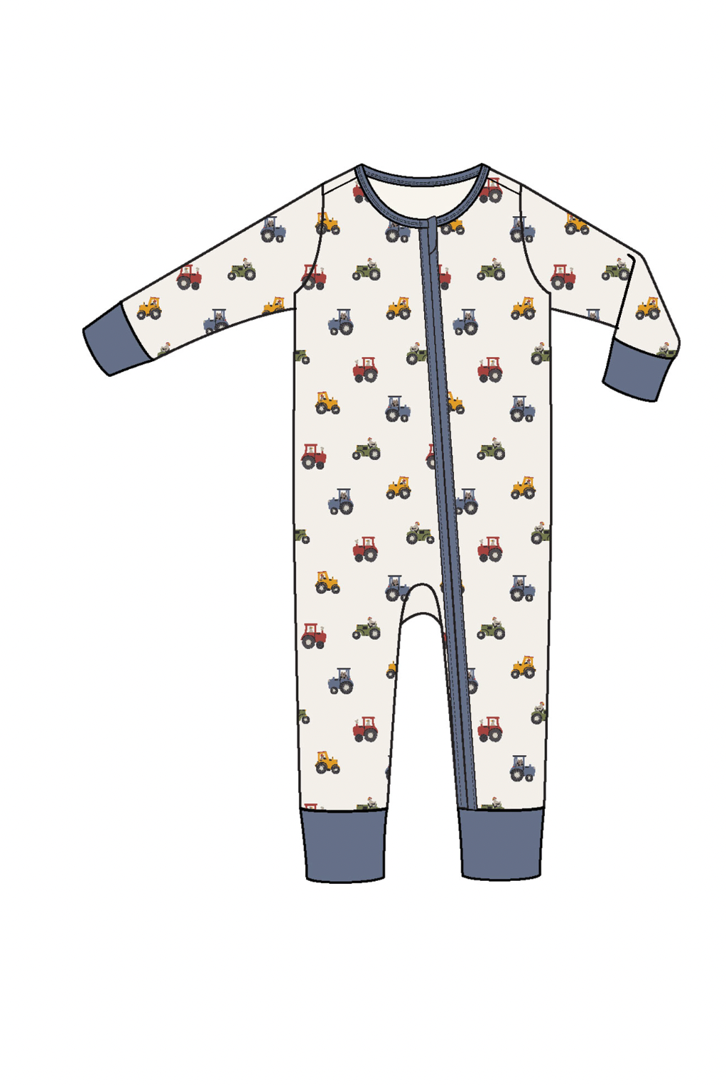 Mini Tractor 2 Way Zipper Footie