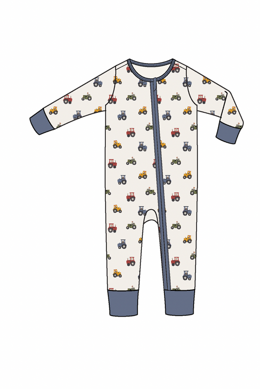 Mini Tractor 2 Way Zipper Footie