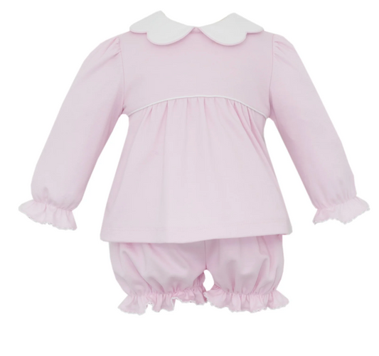 Petit Bebe- Pink Scalloped LS Set