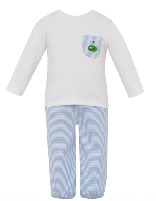 Golf Light Blue Stripe Knit Boys Set