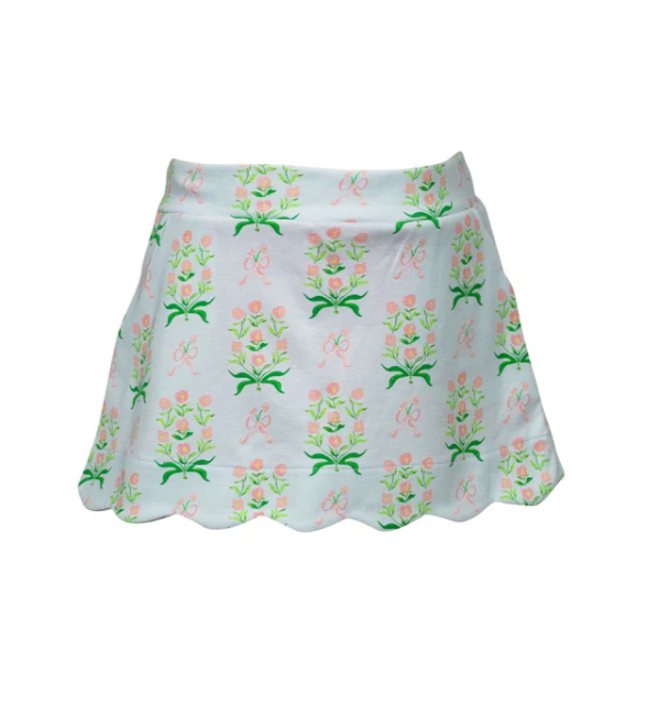 Margot Long Sleeve Collared Shirt and Scallop Skort Set