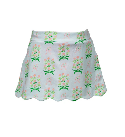 Margot Long Sleeve Collared Shirt and Scallop Skort Set