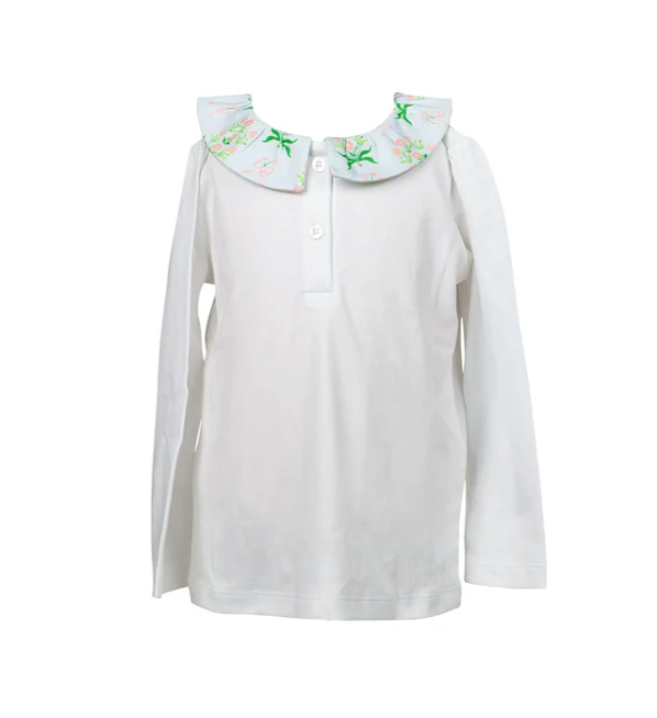Margot Long Sleeve Collared Shirt and Scallop Skort Set